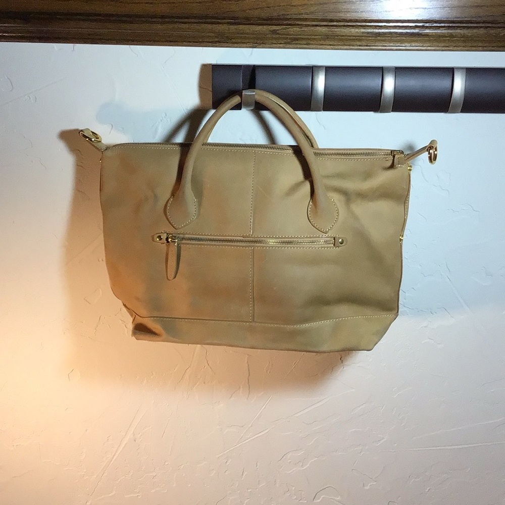 J Crew Leather Weekender Bag with Gold Hardware